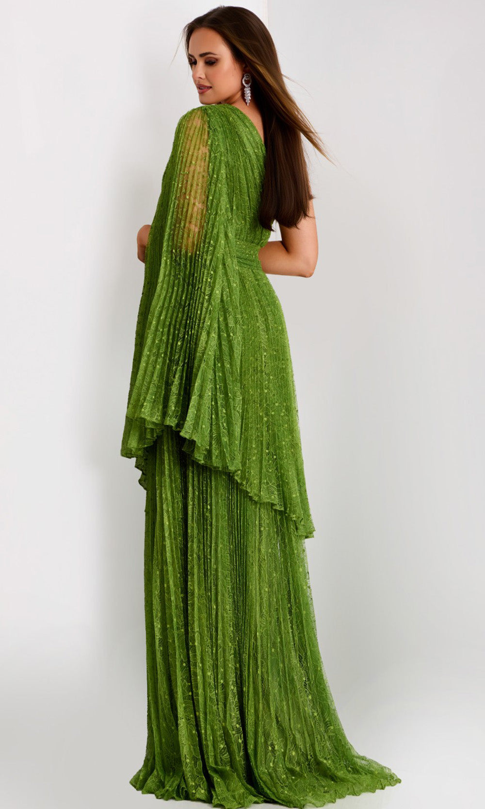 Jovani 44687 - One Shoulder Pleated Lace Gown - view 7