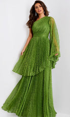 Jovani 44687 - One Shoulder Pleated Lace Gown - view 4