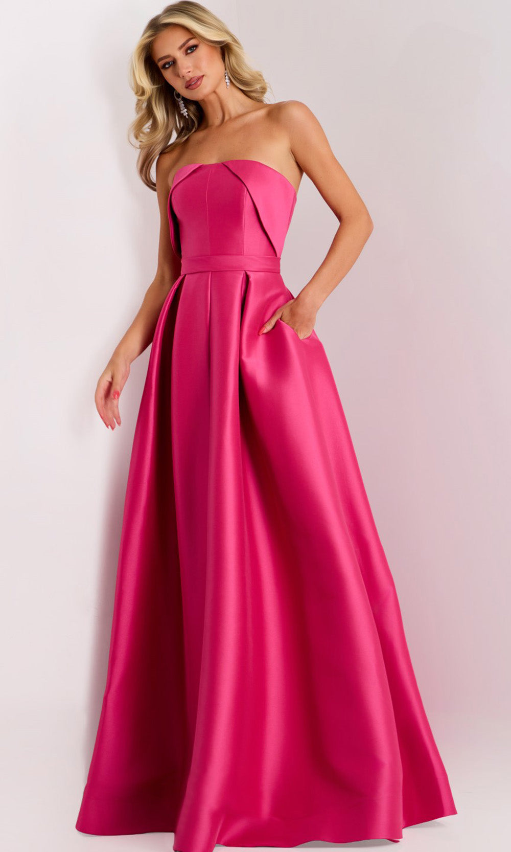 Jovani 44719 - Strapless A-line Gown with Pleated Bodice - back view