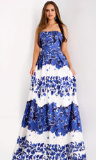 Jovani 44720 - Floral Print Strapless A-Line Gown - designer formal gown at Silhouette Dresses