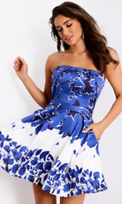 Jovani 44722 - Strapless Floral Print A-line Dress - back view