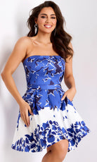Jovani 44722 - Strapless Floral Print A-line Dress - designer homecoming dress at Silhouette Dresses