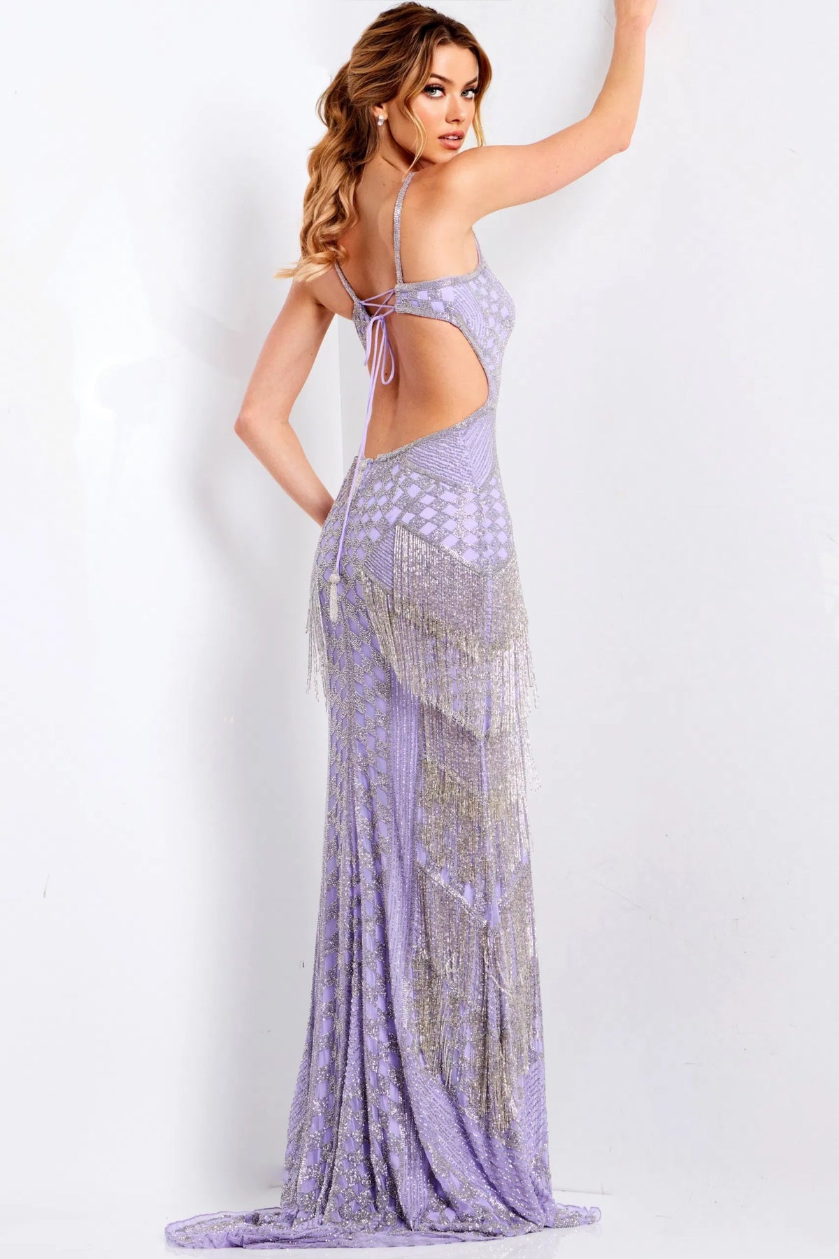 Jovani 44723 - V-Neck Sheer Insert Prom Gown - view 4