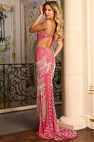 Jovani 44723 - V-Neck Sheer Insert Prom Gown - view 7