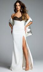 Jovani 44728 - Strapless Sheath Gown with Beaded Detail - designer formal gown at Silhouette Dresses