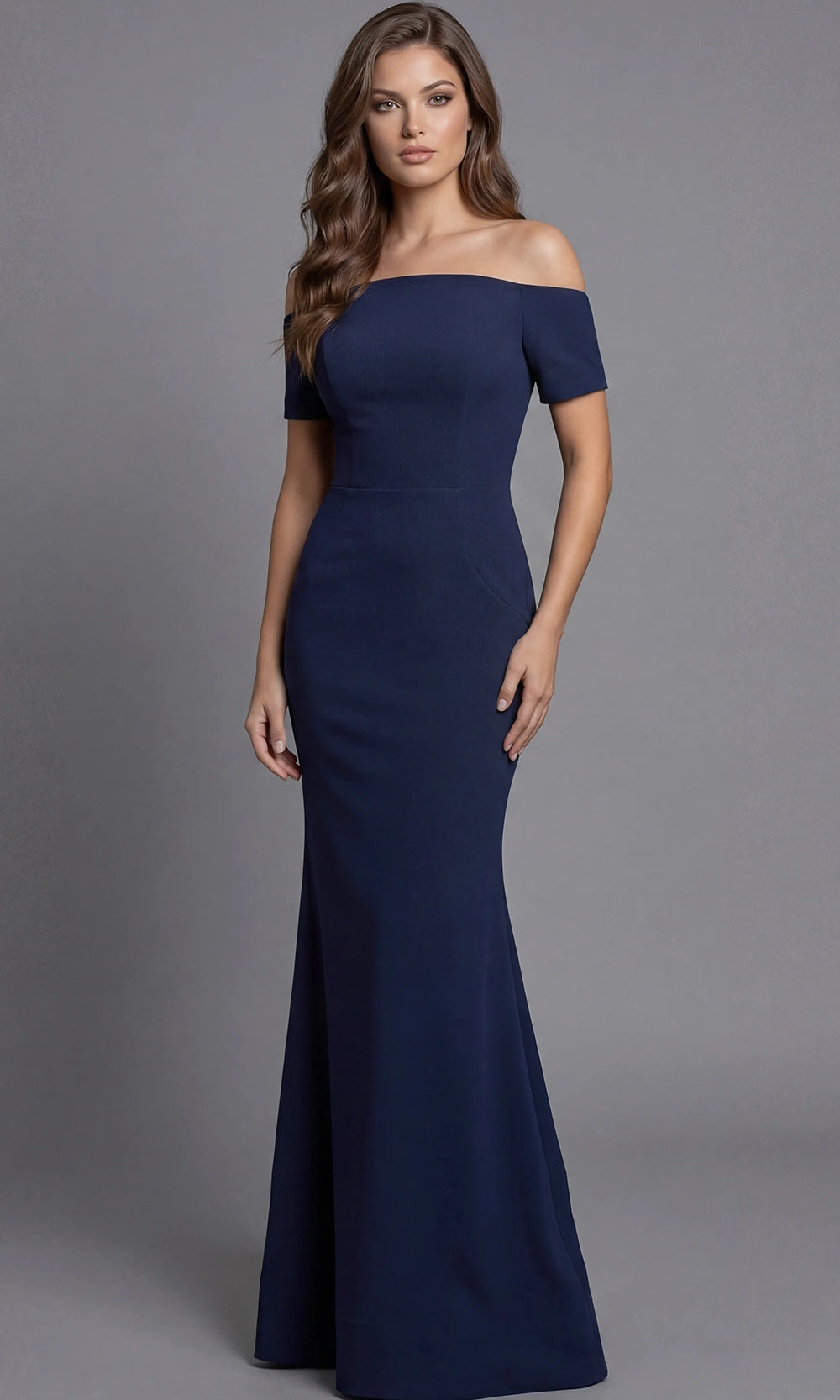 Jovani 44729 - Short Sleeve Minimalist Evening Gown - back view
