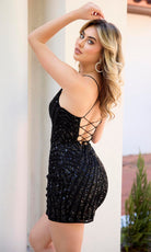 Primavera Couture 4483 - Sequin Striped Deep V-Neck Dress - view 10