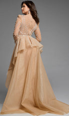 Jovani 44841 - Beaded Sheath Gown with Overskirt - back view