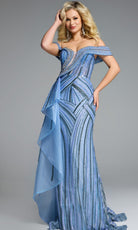 Jovani 44843 - Beaded Off Shoulder Gown with Side Overskirt - view 4