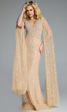 Jovani 44844 - Embellished Long Cape Sleeve Gown - back view