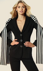 Jovani 44885 - Striped Oversized Bow V-Neckline Pantsuit - back view