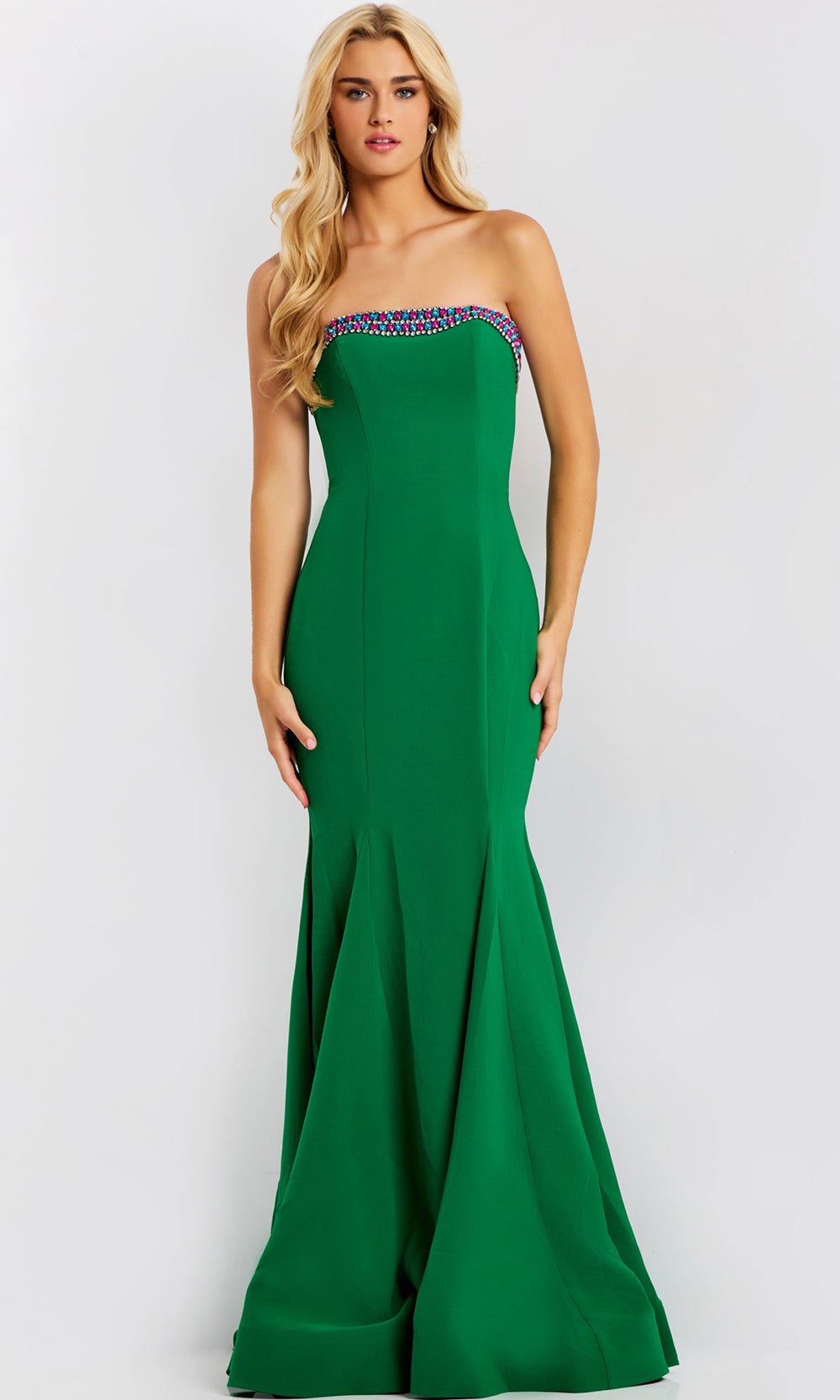 Jovani 44895 - Beaded Neckline Mermaid Crepe Gown - designer prom dress at Silhouette Dresses