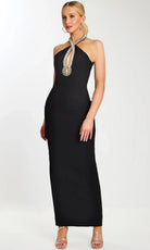 Jovani 45106 - Embellished Halter Column Gown with Keyhole - designer prom dress at Silhouette Dresses