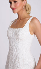 Jovani 45136 - Floral Lace Square Neck Short Dress - detail view
