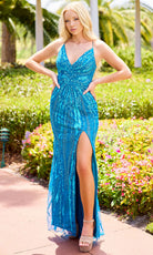 Primavera Couture 4513 - Strappy Back Shimmer Applique Dress - designer prom dress at Silhouette Dresses