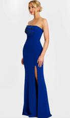 Jovani 45151 - Beaded Rose Applique Long Strapless Gown - back view