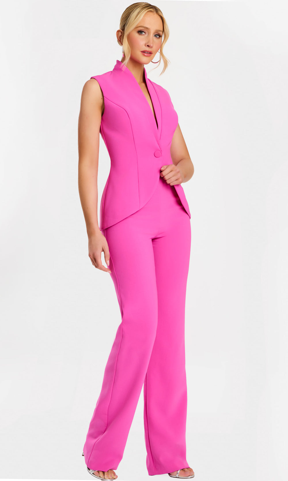 Jovani 45171 - Two Piece Plunging Neck Pantsuit - detail view