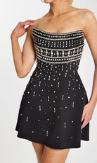Jovani 45220 - Crystal Bodice Strapless Mini Dress - detail view
