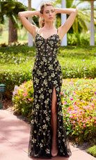 Primavera Couture 4522 - Floral Beaded Lace-Up Back Prom Dress - back view