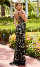 Primavera Couture 4522 - Floral Beaded Lace-Up Back Prom Dress - detail view