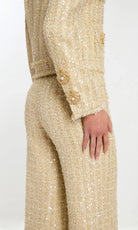 Jovani 45244 - Sequin Tweed Jewel Neck Pantsuit - back view