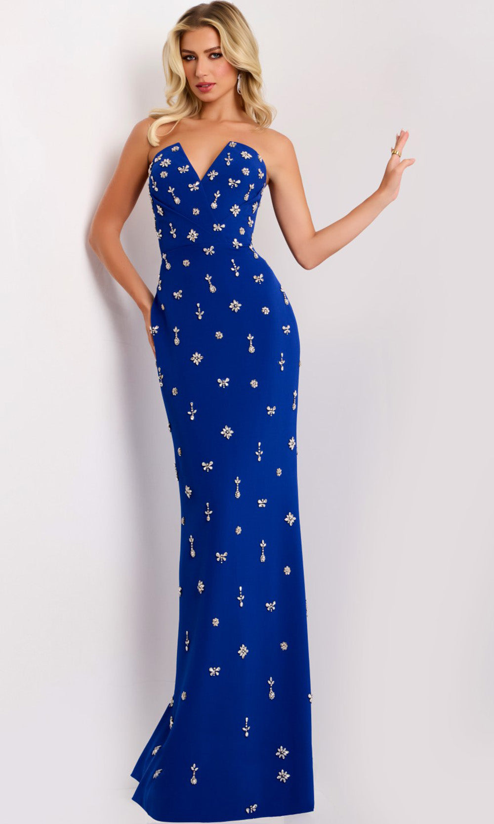 Jovani 45248 - Strapless Rhinestone Applique Column Gown - designer formal gown at Silhouette Dresses
