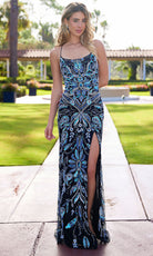 Primavera Couture 4524 - Scoop Neck Beaded High Slit Dress - designer prom dress at Silhouette Dresses
