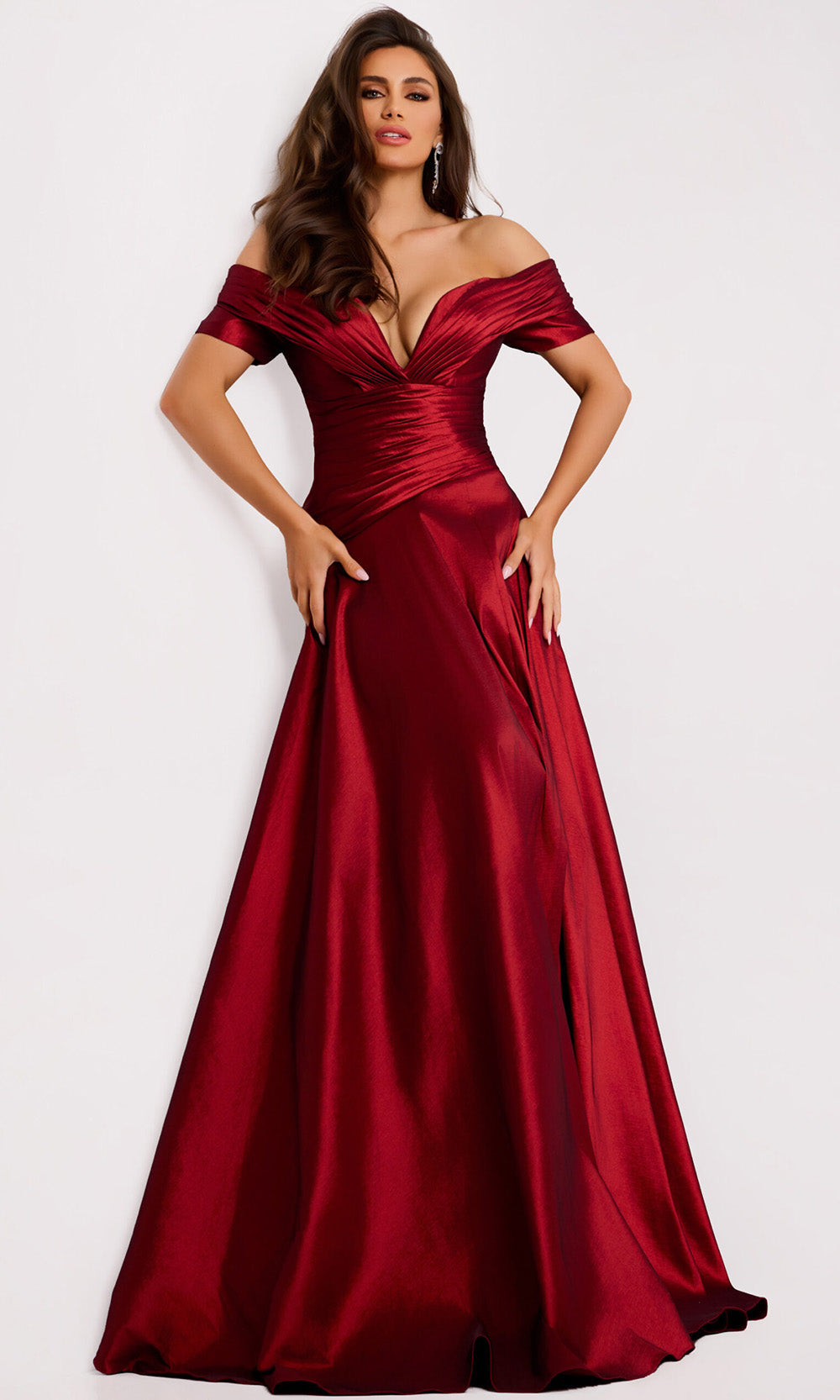 Jovani 45276 - Ruched Bodice Off Shoulder A-Line Gown - designer prom dress at Silhouette Dresses