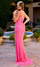 Primavera Couture 4529 - Beaded Lace Plunging Sheath Dress - detail view