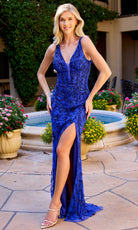 Primavera Couture 4529 - Beaded Lace Plunging Sheath Dress - view 6