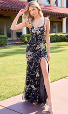 Primavera Couture 4531 - Scoop Neck Beaded Floral Dress - back view