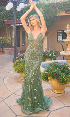 Primavera Couture 4532 - Spaghetti Strap Plunge V Prom Dress - view 8