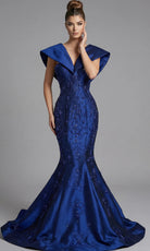 Jovani 45337 - Beaded Mermaid Gown with Sculptural Collar - designer prom dress at Silhouette Dresses