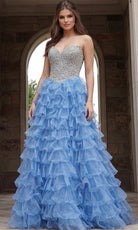 Jovani 45341 - Tiered Ruffle Skirt Sweetheart Long Gown - designer ball gown at Silhouette Dresses