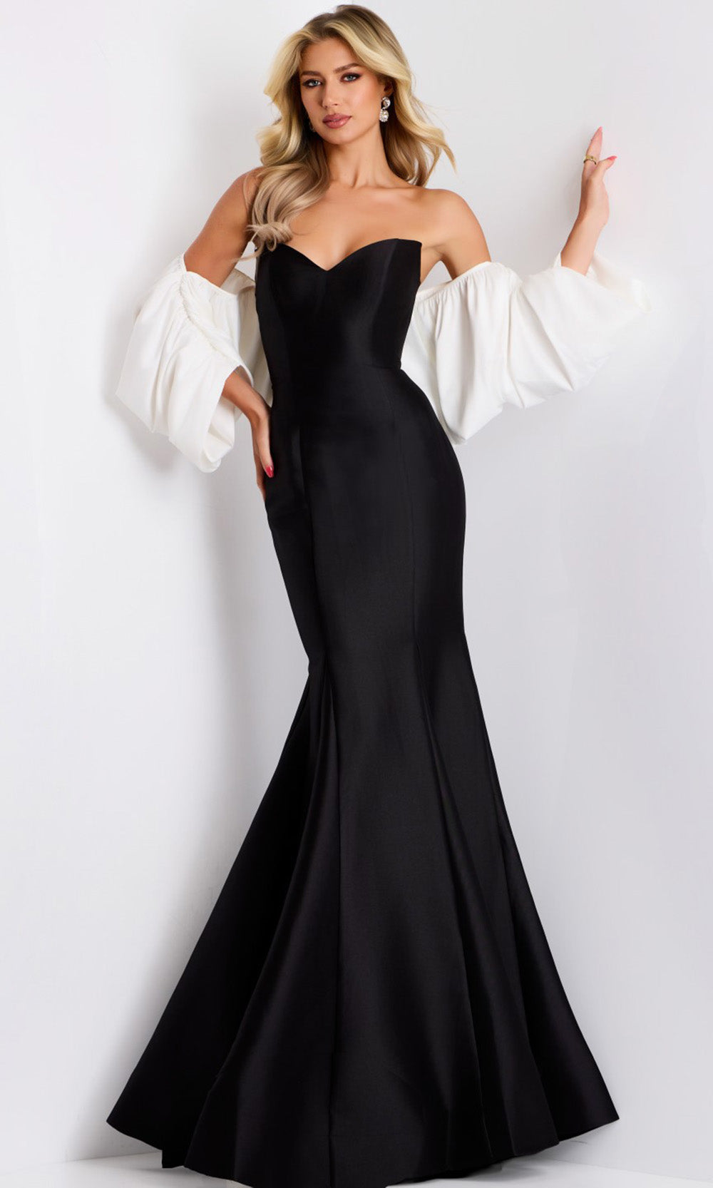 Jovani 45358 - Dramatic Sleeves Velvet Mermaid Gown - designer formal gown at Silhouette Dresses