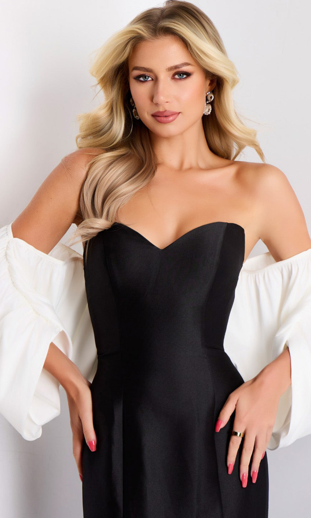 Jovani 45358 - Dramatic Sleeves Velvet Mermaid Gown - view 4