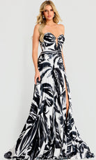 Jovani 45366 - Printed Chiffon Sweetheart Cutout Gown - back view