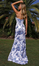 Primavera Couture 4537 - Strapless Floral High Slit Prom Dress - detail view