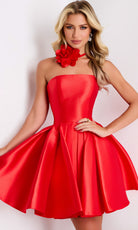 Jovani 45402 - Strapless A-line Dress with Floral Choker - designer homecoming dress at Silhouette Dresses