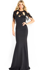 Jovani 45442 - Beaded Shoulder Cape Mermaid Evening Gown - designer mother of the bride dress at Silhouette Dresses