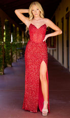 Primavera Couture 4544 - Strapless Corset Slit Prom Dress - view 8