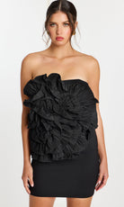 Jovani 45451 - Straight Across Mini Dress with Ruffle Bodice - detail view