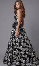 Jovani 45499 - Floral Pattern Semi-Sweetheart Ballgown - back view