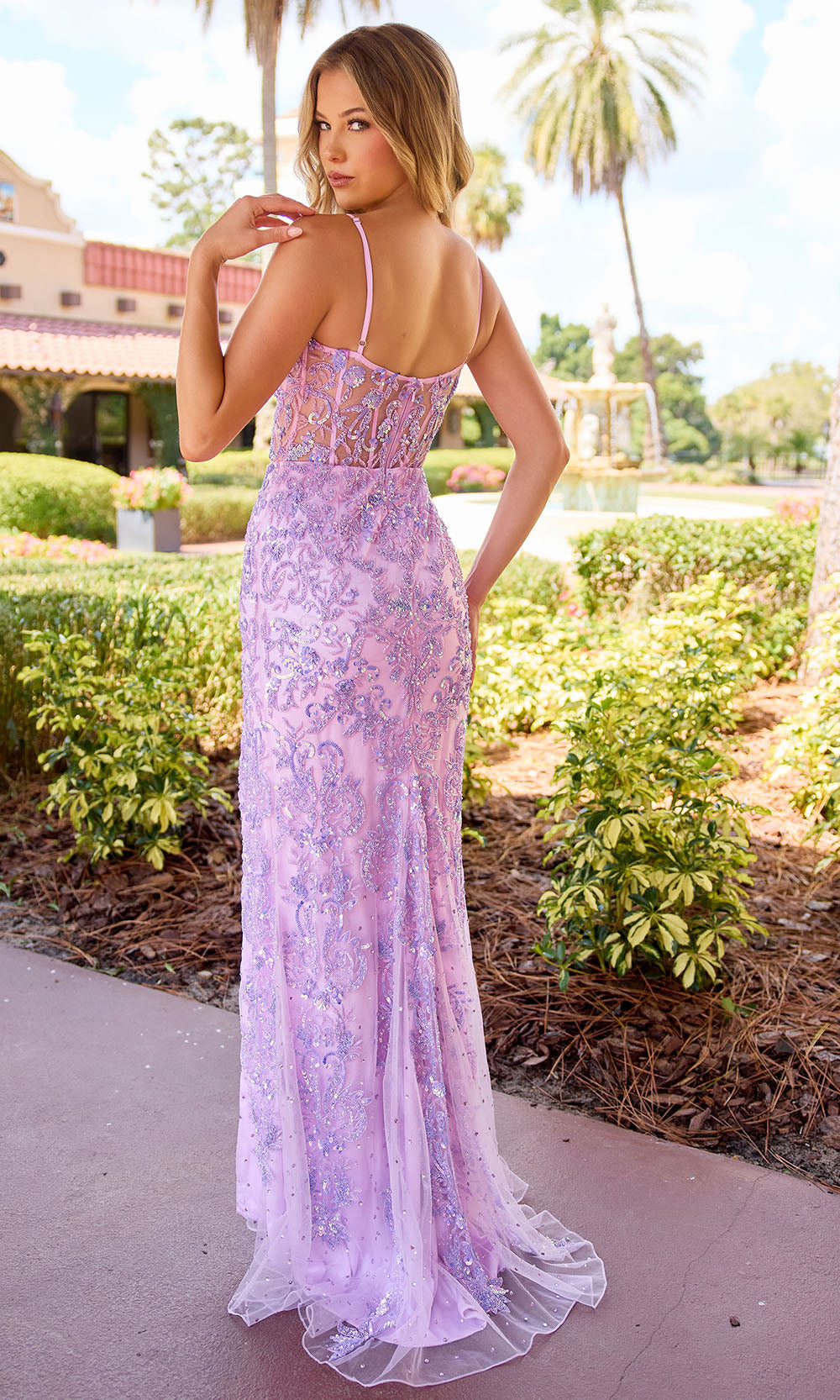 Primavera Couture 4549 - Beaded Embroidered Slit Prom Dress - detail view