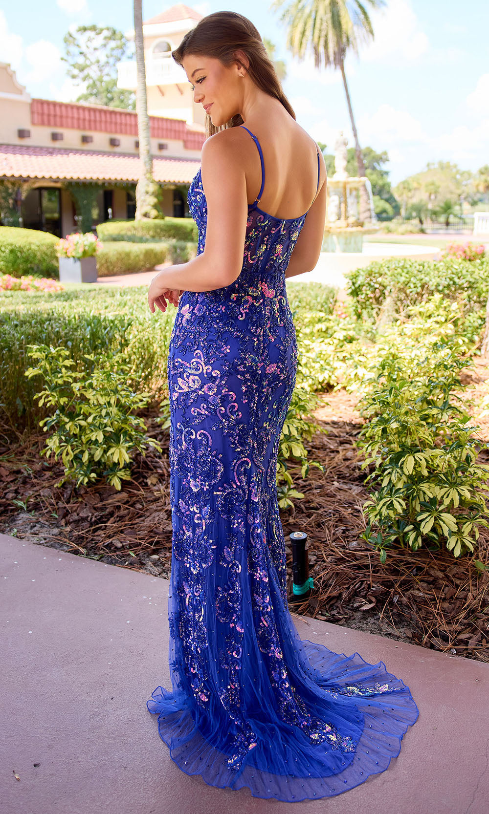 Primavera Couture 4549 - Beaded Embroidered Slit Prom Dress - view 7