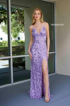 Primavera Couture 4551 - Sheath Skirt Shimmering Applique Prom Dress