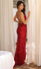 Primavera Couture 4551 - Sheath Skirt Shimmering Applique Prom Dress - detail view