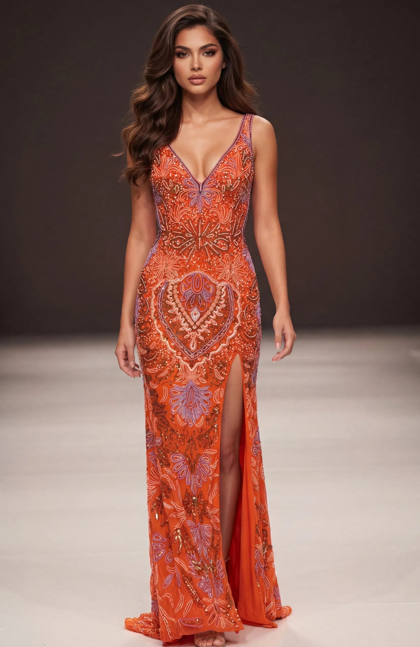 Jovani 45533 - Beaded Embroidered Open Back Dress - view 5