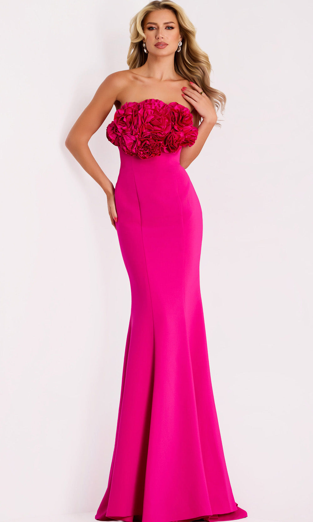 Jovani 45561 - Strapless Floral Accent Trumpet Gown - detail view