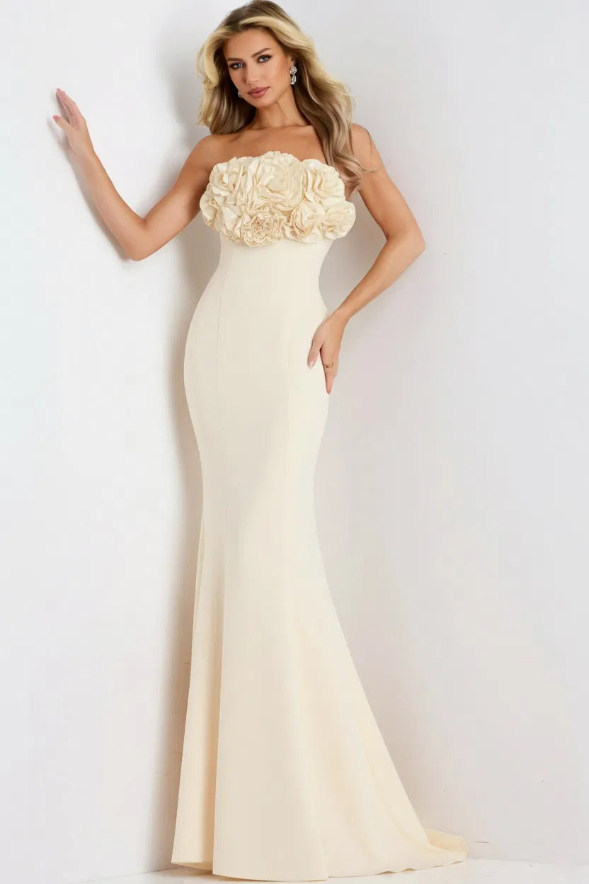 Jovani 45561 - Strapless Floral Accent Trumpet Gown - view 5